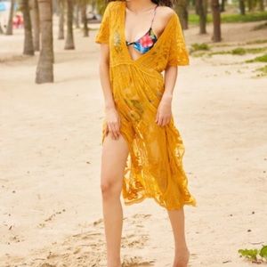 Gold/yellow side slit Beach cover up